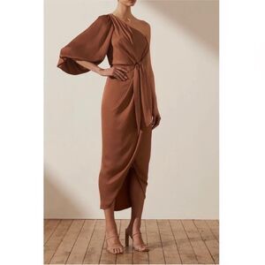 Shona Joy One-Shoulder Brown Dress